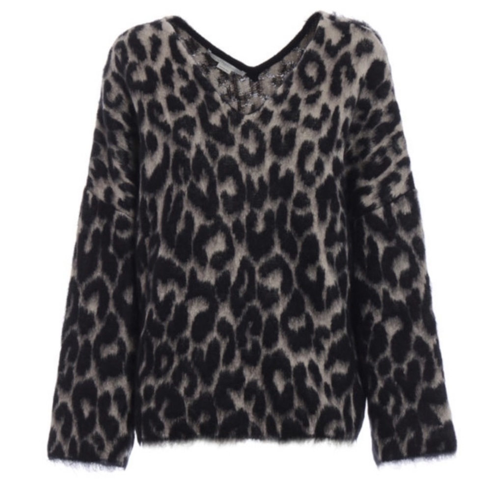Stella McCartney Leopard V-Neck Sweater, Size 6-8